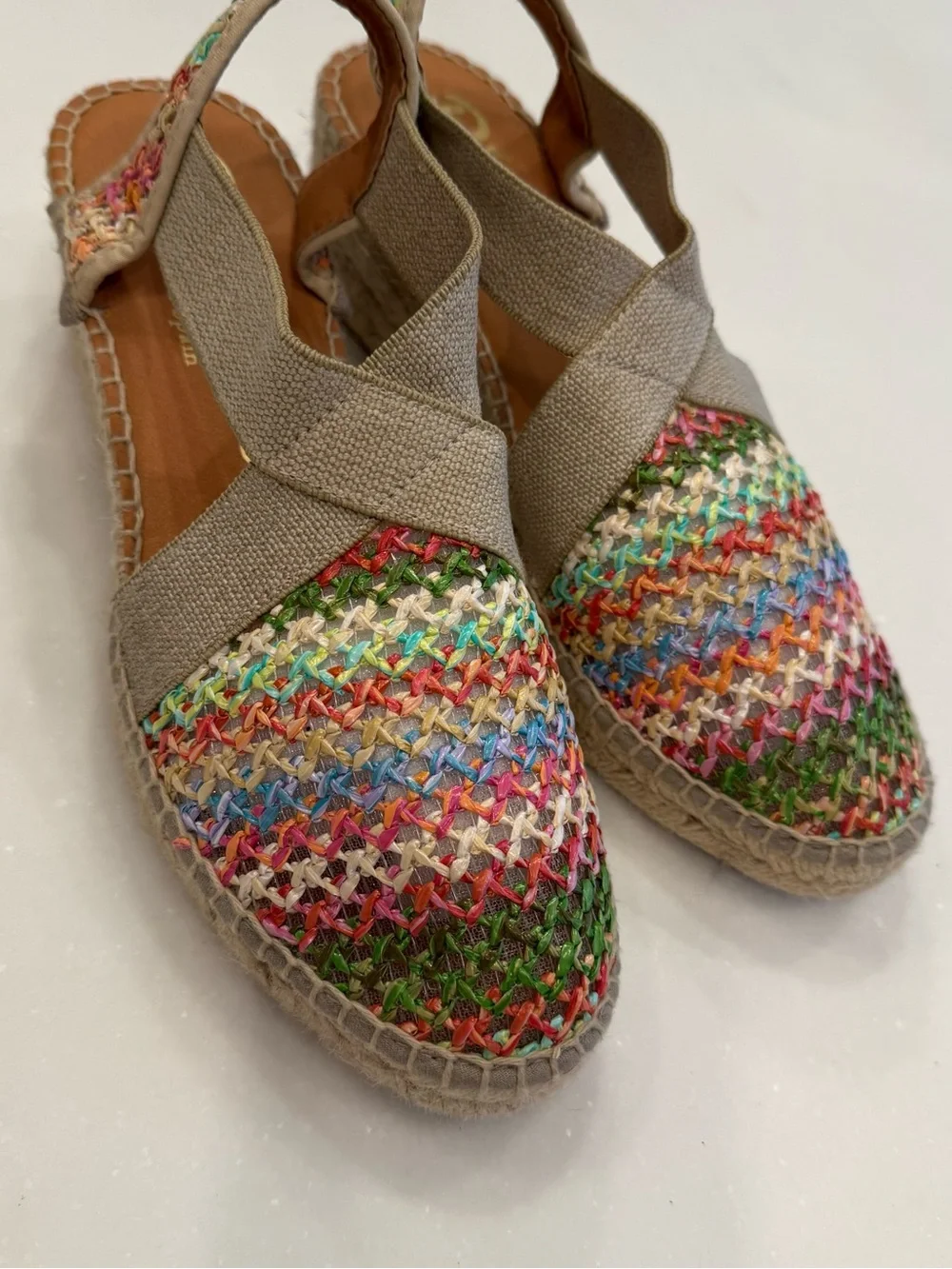 Picon Women’s Multi Color Wedge Espadrilles Handmade Sz 8 NEW